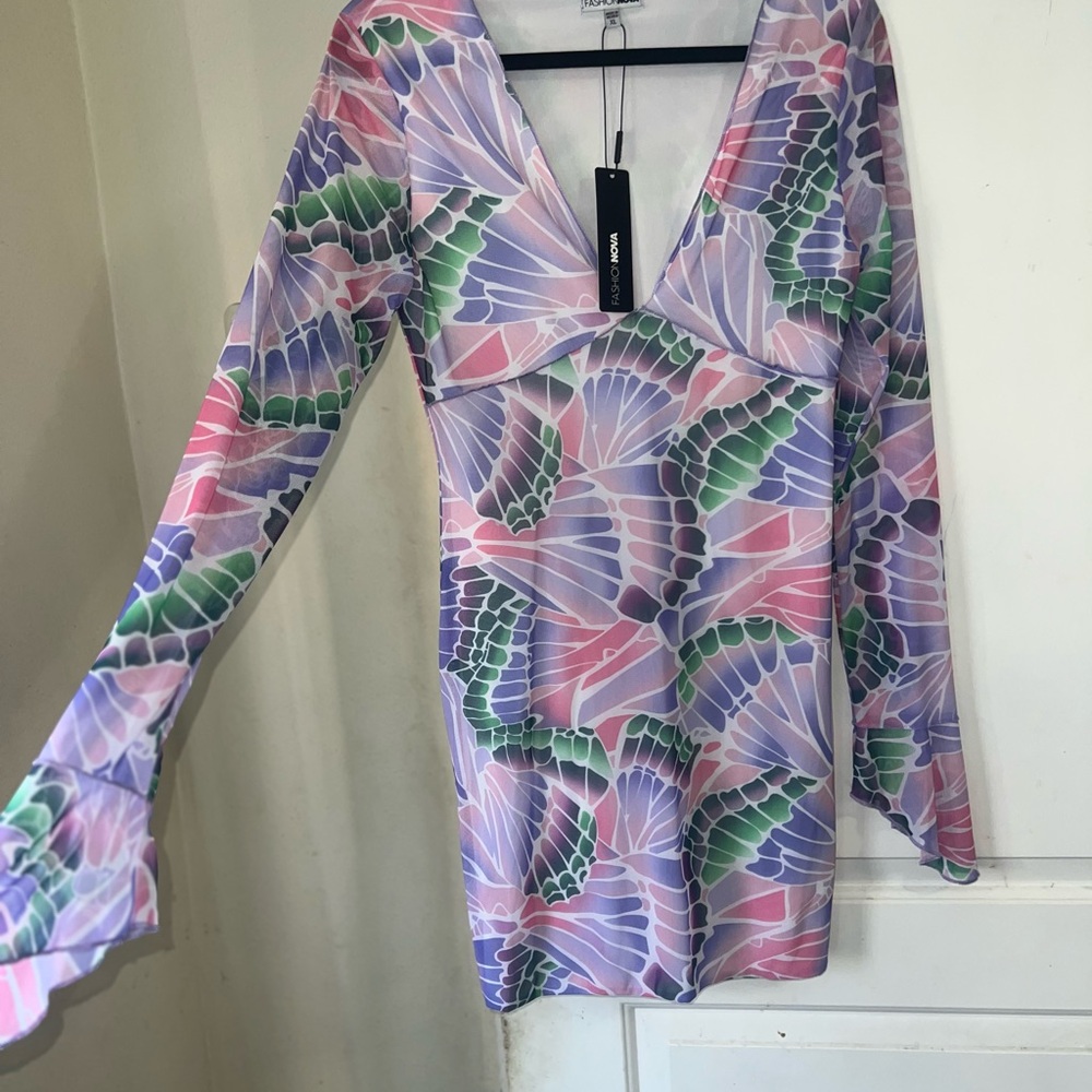 Fashion Nova Lavender Mesh Mini Dress